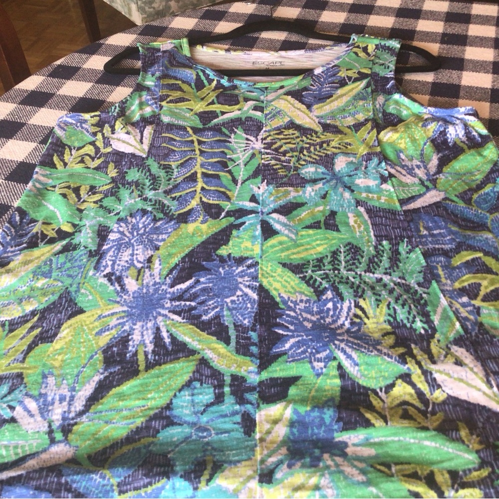 Floral Green and Blue Tank Top